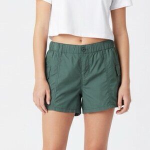 Forever 21 Women's Utility Shorts L Green High Rise Cargo Pockets Elastic Waist